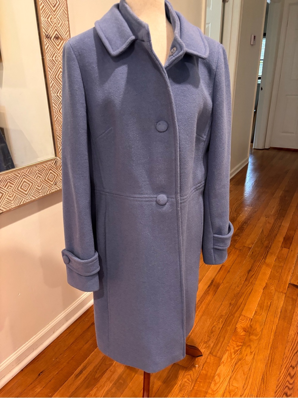 Talbots 80% Wool size 14 Long Coat Periwinkle